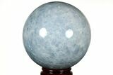 Polished Blue Calcite Sphere - Madagascar #216700-1